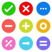 Mathematics wrong correct divide sign circle icon set colors vector