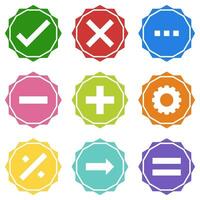 Mathematics right wrong correct customize zigzag star icon set vector