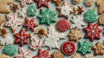 ai generativo sin costura modelo de realistik Navidad galletas con decoración foto