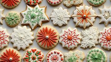 ai generativo sin costura modelo de realistik Navidad galletas con decoración foto