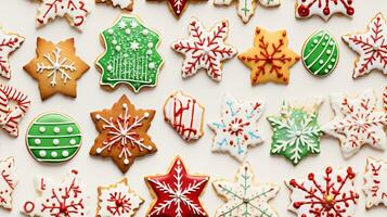 ai generativo sin costura modelo de realistik Navidad galletas con decoración foto