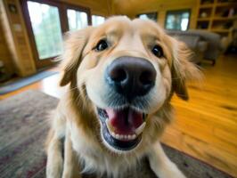 contenido perro disfrutando en el vivo habitación piso ai generativo foto