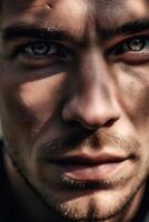 portrait of a European man, close-up, soft light, art photo