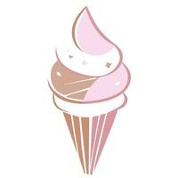 Two Tone Soft Serve Ice Cream Cone Strawberry and Chocolate flavor vector