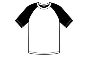 raglán manga t camisa plano ilustración. raglán t camisa plano bosquejo para Niños. vector