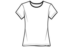 T-shirt Outline Vector free isolated on a white Background, a white t-shirt with a black trim