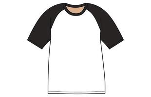 Raglan sleeve t shirt Flat Illustration. Raglan t shirt flat sketch for boys. vector