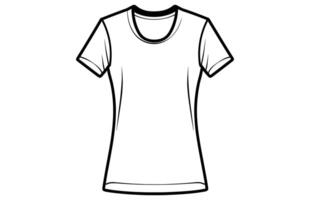 T-shirt Outline Vector free isolated on a white Background, a white t-shirt with a black trim