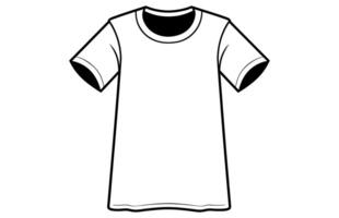 T-shirt Outline Vector free isolated on a white Background, a white t-shirt with a black trim