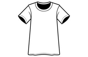 T-shirt Outline Vector free isolated on a white Background, a white t-shirt with a black trim