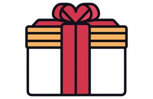 Gift Flat Design Party Icon, Wrapped surprise package for christmas or birthday party. vector