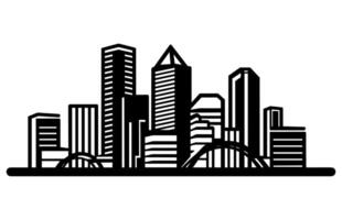 Houston city skyline vector illustration, Houston Skyline City Outline Skyline Silhouette Vector Illustration.