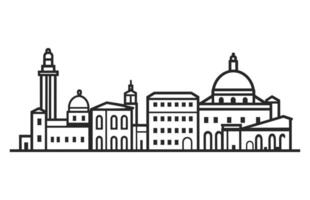 Italy City skyline silhouette, Rome Italy city skyline vector silhouette.