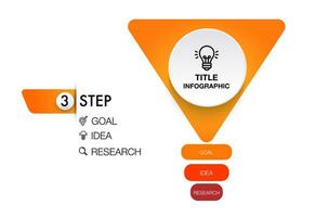 Infographic template for business. 3 steps for marketing research idea goal concept vector