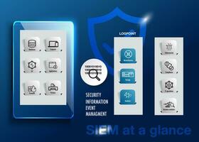 siem security information and event management concept with icon or text and team people modern style vector