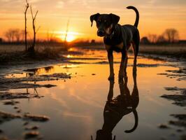 perro durante un invierno caminar ai generativo foto