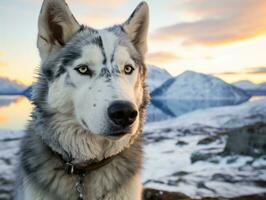 perro durante un invierno caminar ai generativo foto