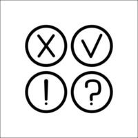 Signs, yes, no. Choice, Pros and cons. Question mark and exclamation mark. Vector graphics.