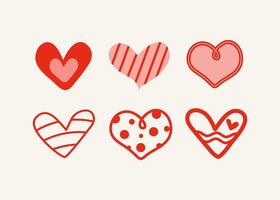 Options, set of doodle hearts. Valentine's Day, heart shape. Love, emotions. vector