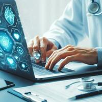 E health technology background with health care design  ai generative photo