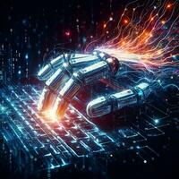 Digital ingenuity with art of Intelligent typing by robots ai generative photo