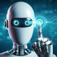 AI artistry with robots finger near the eye in design ai generative photo