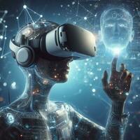 Futuristic design of smart learning with v r headset ai ai generative photo