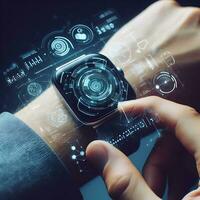 Futuristic Wrist Technology with Smart Digital Watches with AI Integration ai generative photo