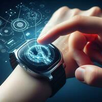 Futuristic AI infused smartwatch with seamless blend of style and innovation ai generative photo