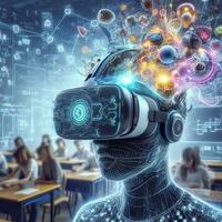 Future Learn Fusion with Virtual Reality and AI in Educational technologies ai generative photo