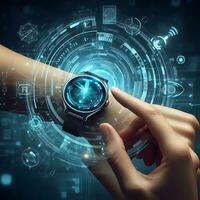 Futuristic Wrist Technology with Smart Digital Watches with AI Integration ai generative photo