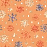 Snowflake. Doodle snowflakes. Vector seamless pattern. Backgrounds and textures. New Year's Christmas decor. Winter illustration.