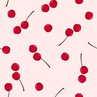 Vector seamless pattern with cherries on light pink background