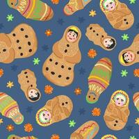 Vector seamless pattern with ecuadorian bread babies and marigolds