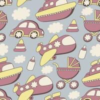 Vector seamless pattern with childish items. Newborn concept