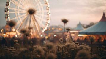 Generative AI, Christmas fair blurred background, winter street market in Europe photo