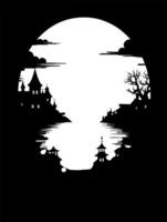 Frame black and white silhouette of a castle vector