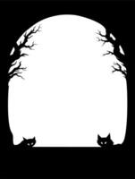 Frame Black and white silhouette of a cat vector