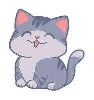 Cute Grey Happy Cat Sticker vector