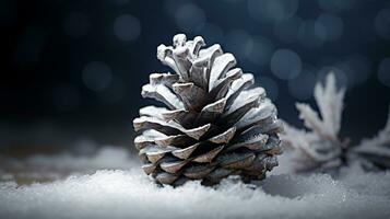 ai generative Close up shot of a frosty pine cone with ice photo