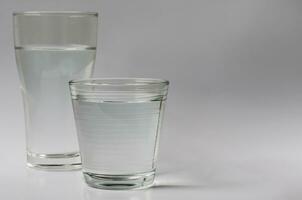 Glass of Drinking Water on Clear Background for Copy Space photo