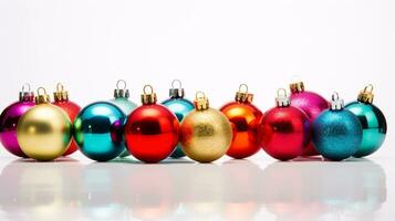ai generative Festive Christmas Ornaments with intriguing color variations on a single color background photo