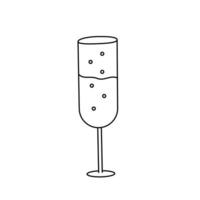 A glass of champagne. Vector illustration in doodle style.