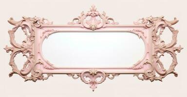 Generative AI, antique pink picture frame, vintage decoration photo