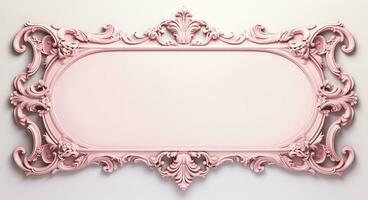 Generative AI, antique pink picture frame, vintage decoration photo