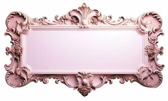 Generative AI, antique pink picture frame, vintage decoration photo