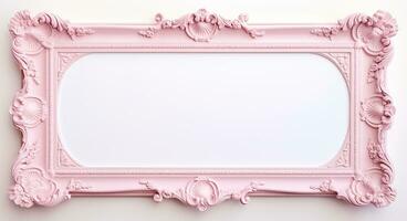 Generative AI, antique pink picture frame, vintage decoration photo