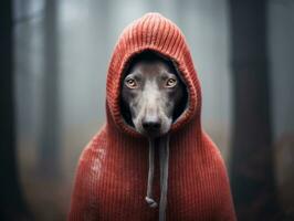 perro durante un invierno caminar ai generativo foto