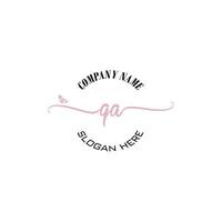 QA Initial logo monogram butterfly handwriting signature vector