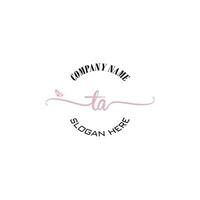 TA Initial logo monogram butterfly handwriting signature vector